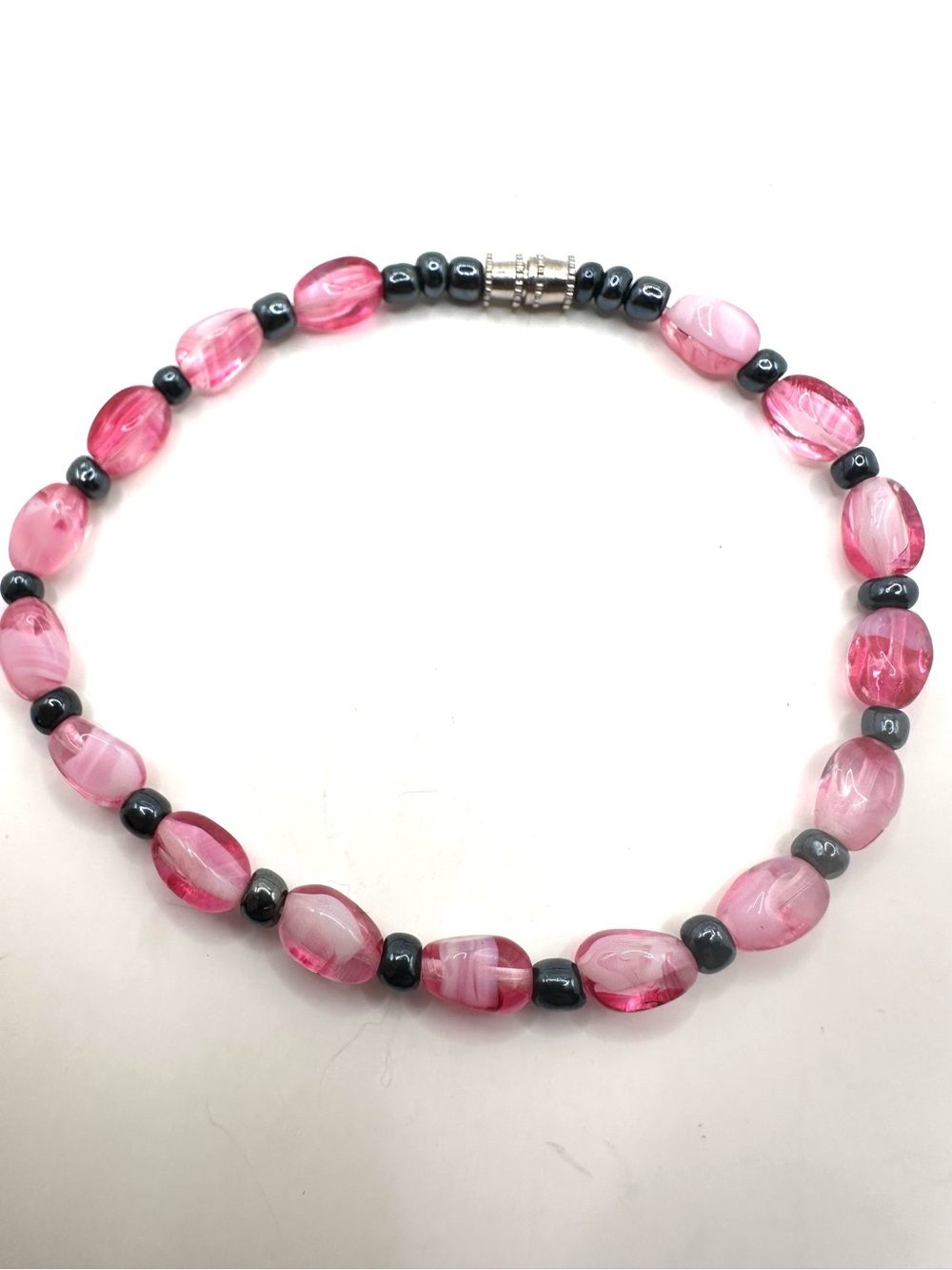 Fashion:  Pink Beaded bracelet with Hematite Accents